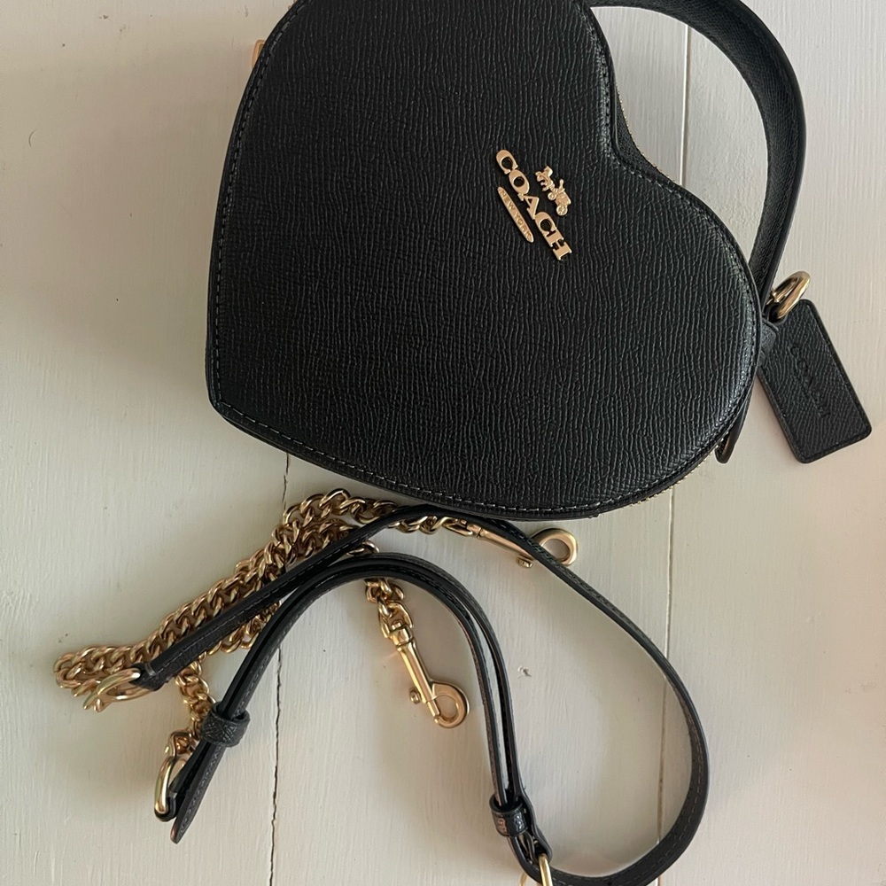 Coach Black and Gold Heart Crossbody Bag